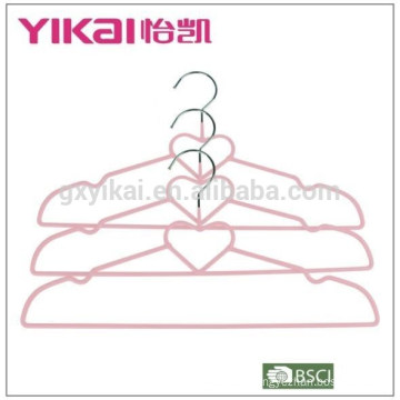 2015PVC metal shirt clothes hanger in heart shape